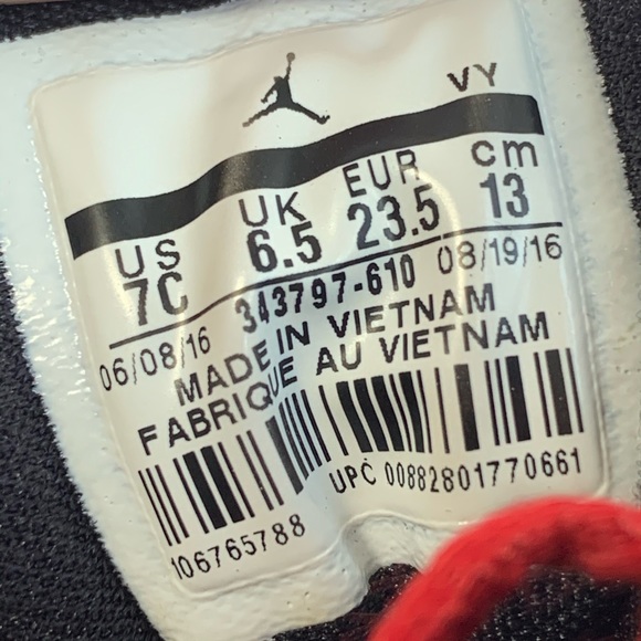 Jordan True Flight Gym Red Black Size 7C - Picture 9 of 9